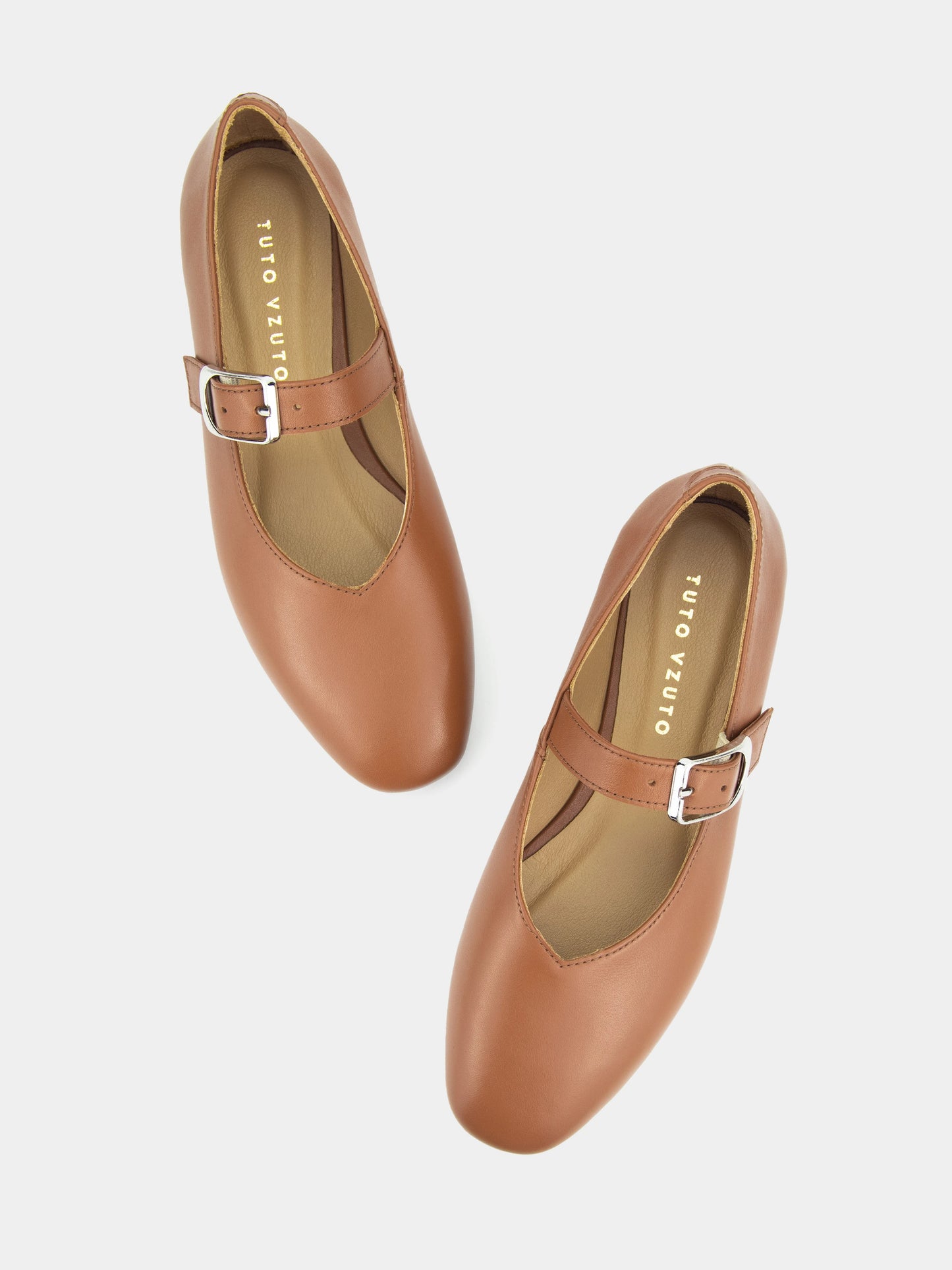 TOMA карамельні шкіряні балетки з ремінцем