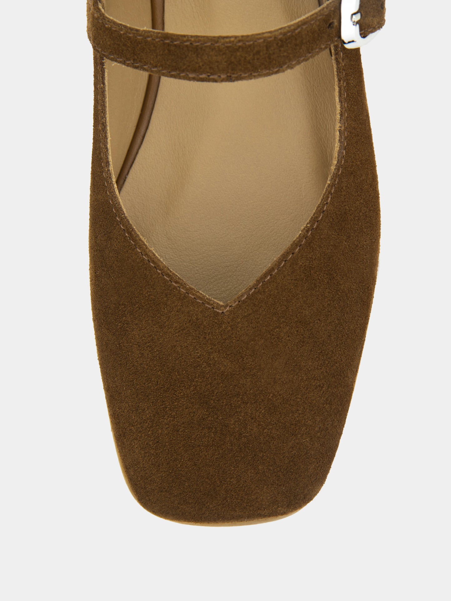 YUKI коричневі замшеві балетки з ремінцем