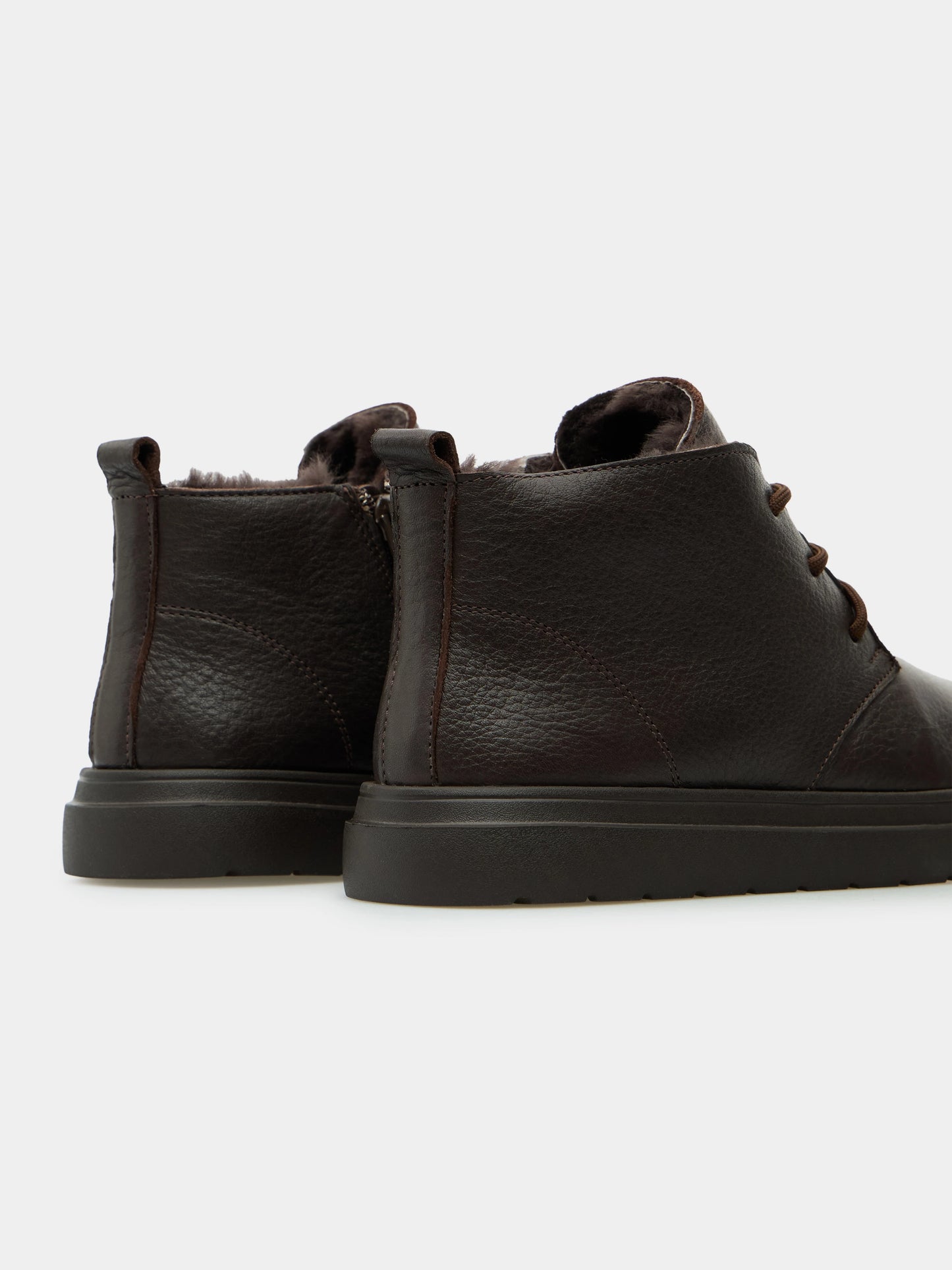 LEX черевики анатомічної форми коричневі шкіряні на хутрі