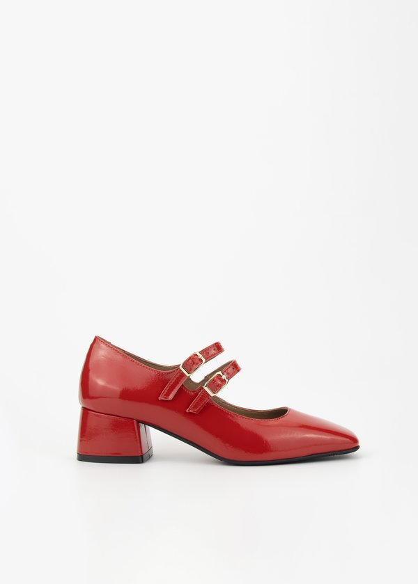 Туфлі червоні лакована шкіра на каблуку 6 см Kara 3777-7-L
