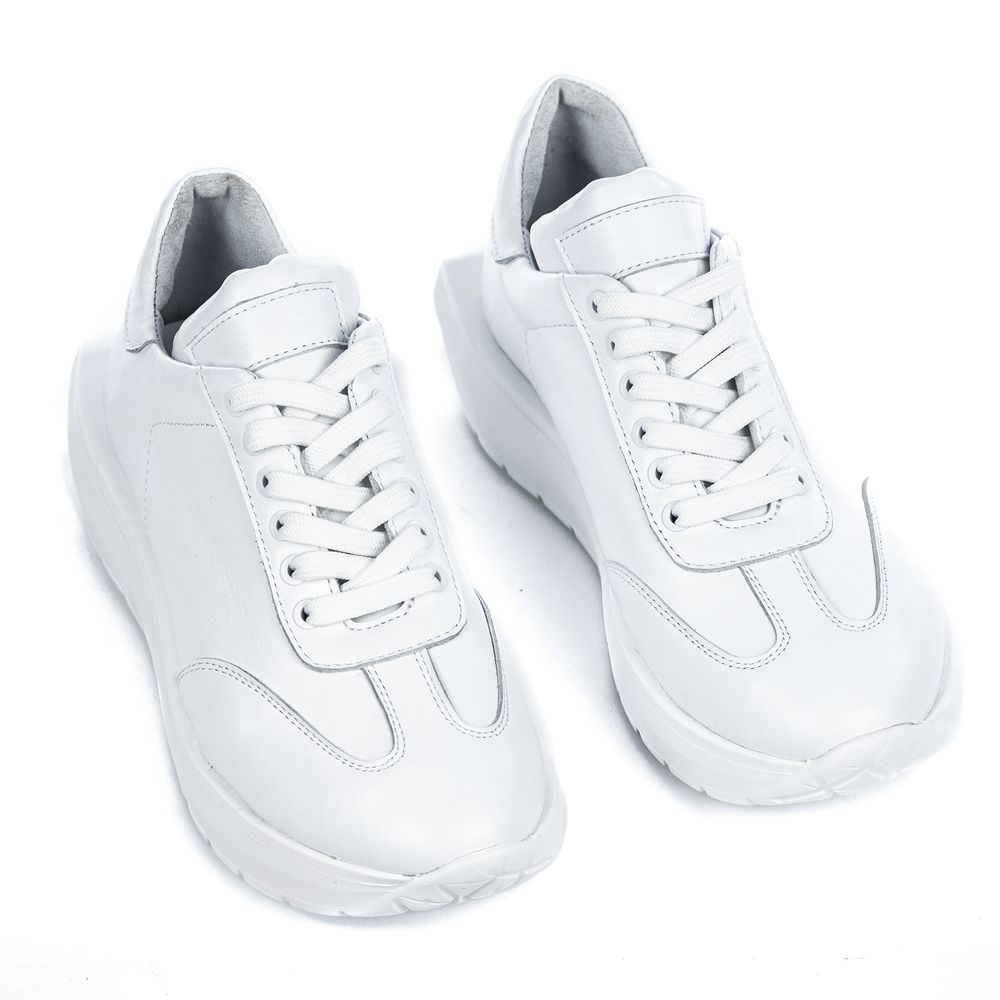 Кроссовки белые кожаные с высоким задником Iren 2183-8