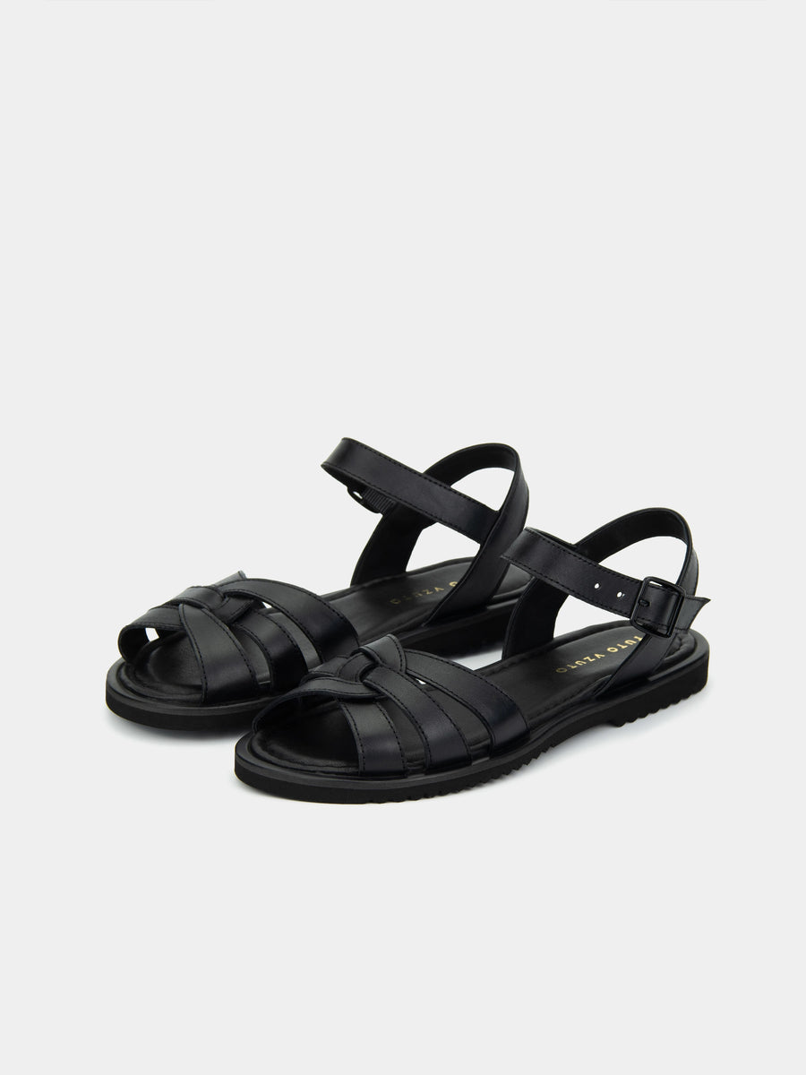 ELLE сандалі анатомічної форми чорні шкіряні