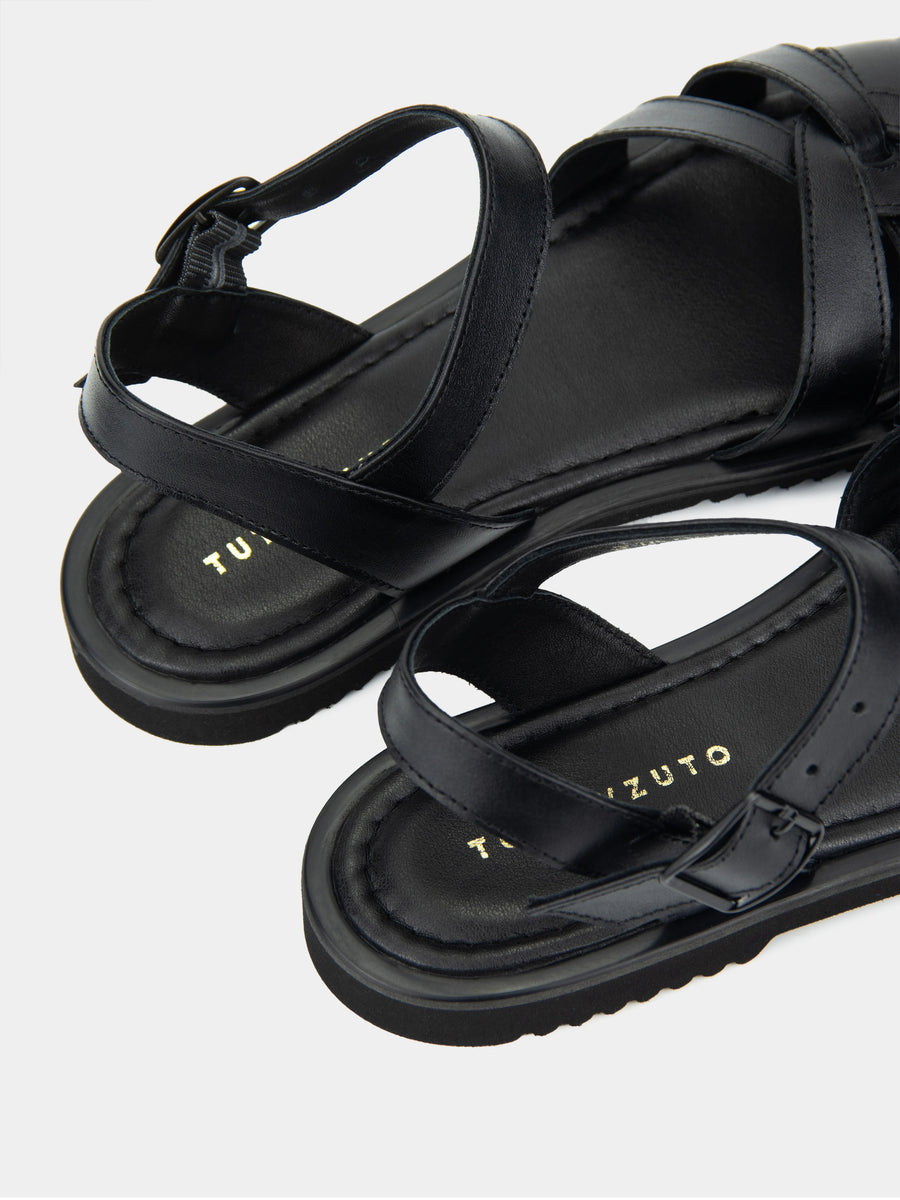 ELLE сандалі анатомічної форми чорні шкіряні