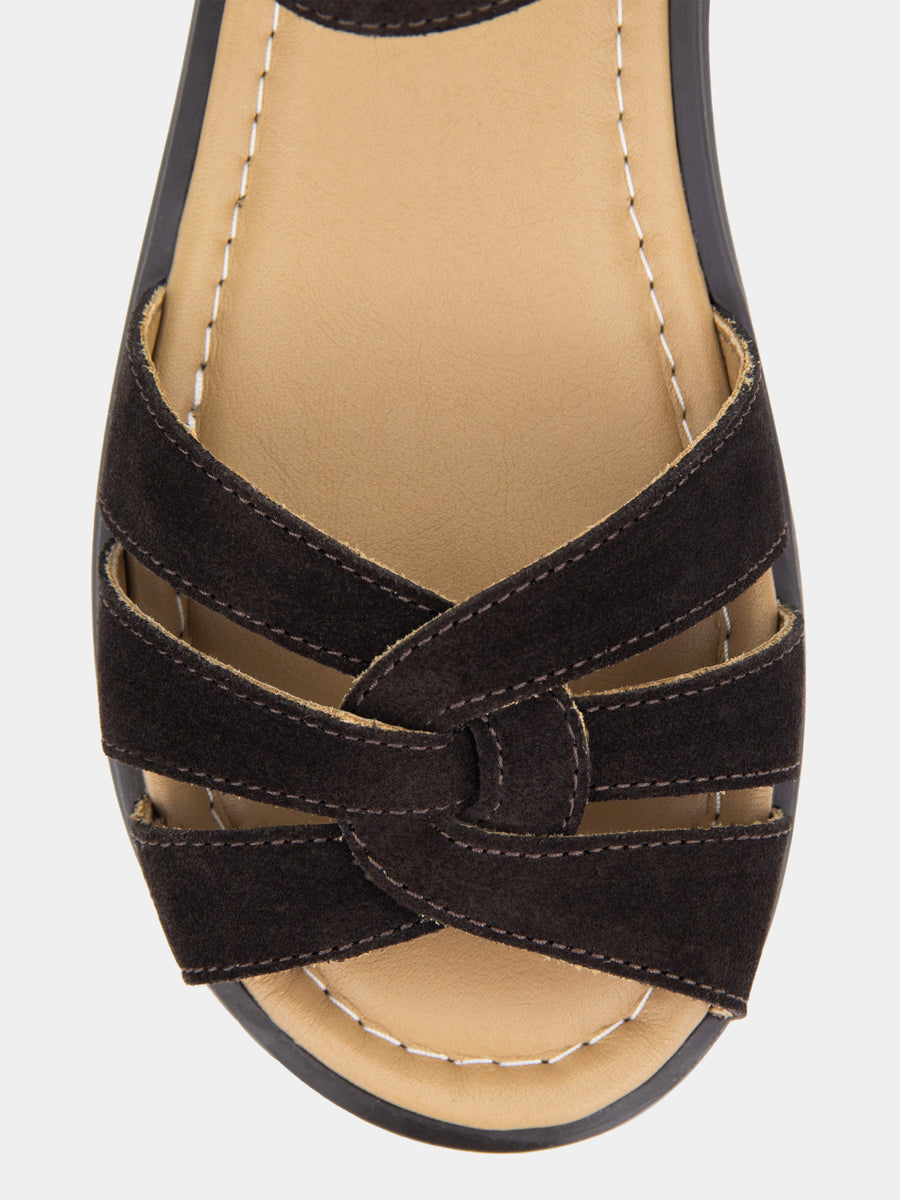 ELLE сандалі анатомічної форми шоколадні замшеві