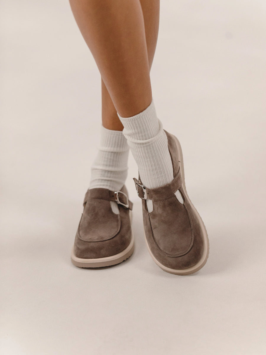 NICO туфлі анатомічної форми сіро-бежеві замшеві