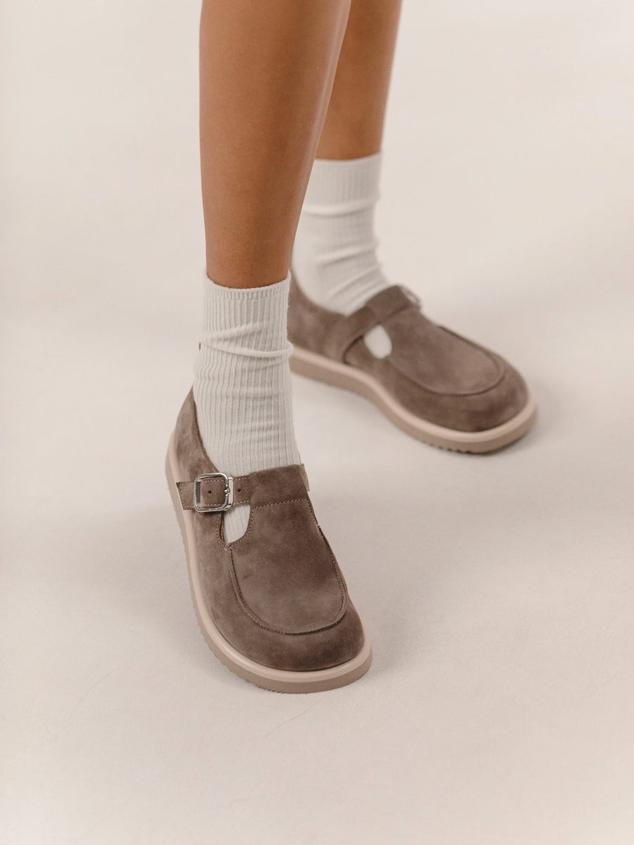 NICO туфлі анатомічної форми сіро-бежеві замшеві