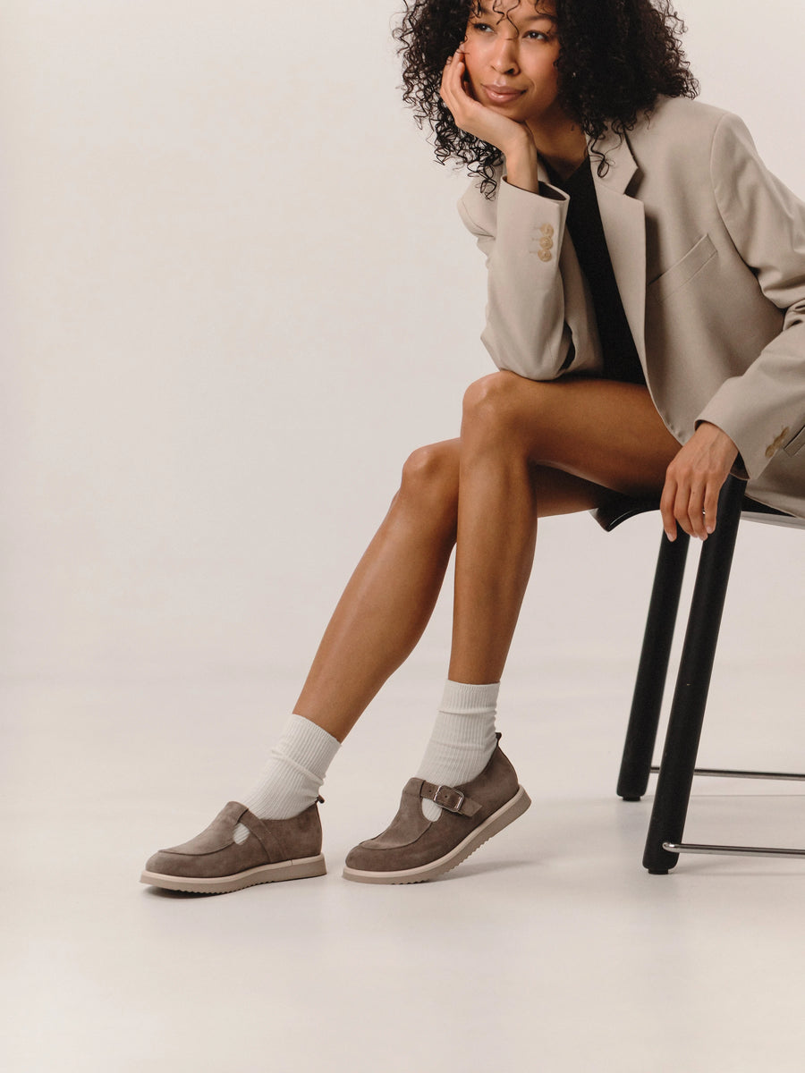 NICO туфлі анатомічної форми сіро-бежеві замшеві