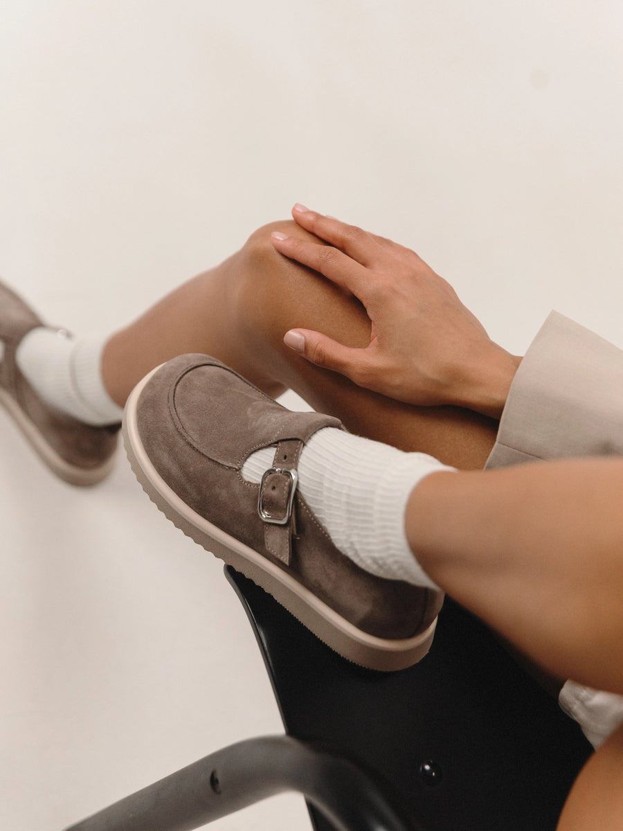 NICO туфлі анатомічної форми сіро-бежеві замшеві