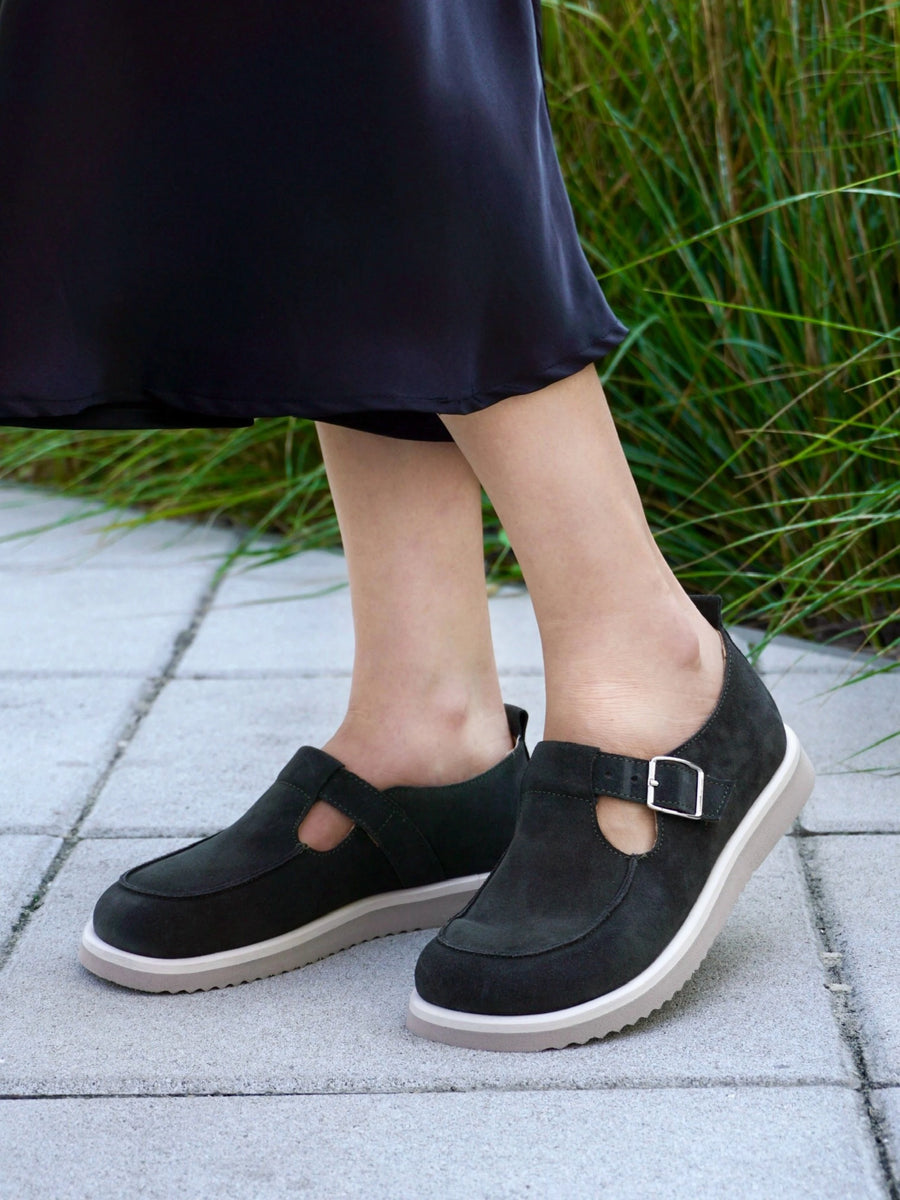 NICO туфлі анатомічної форми сіро-зелені замшеві