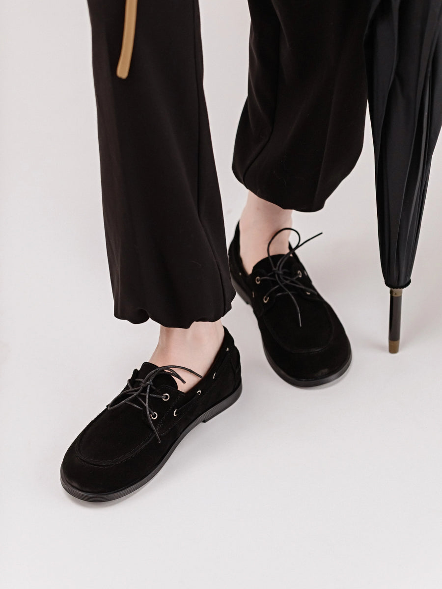 RUFI туфлі топсайдери анатомічної форми чорні замшеві