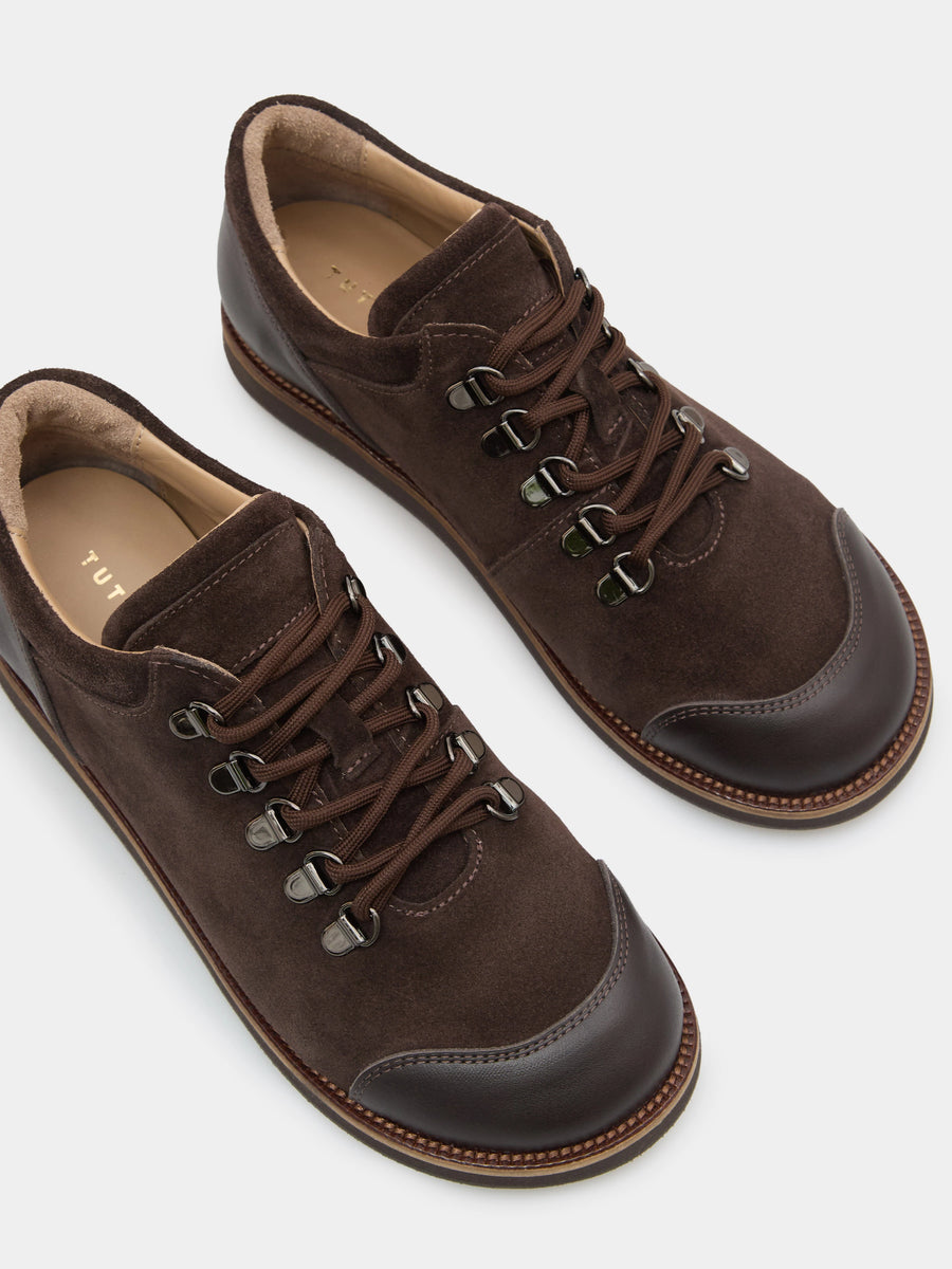 TIA туфлі анатомічної форми шоколадні замшеві та шкіряні