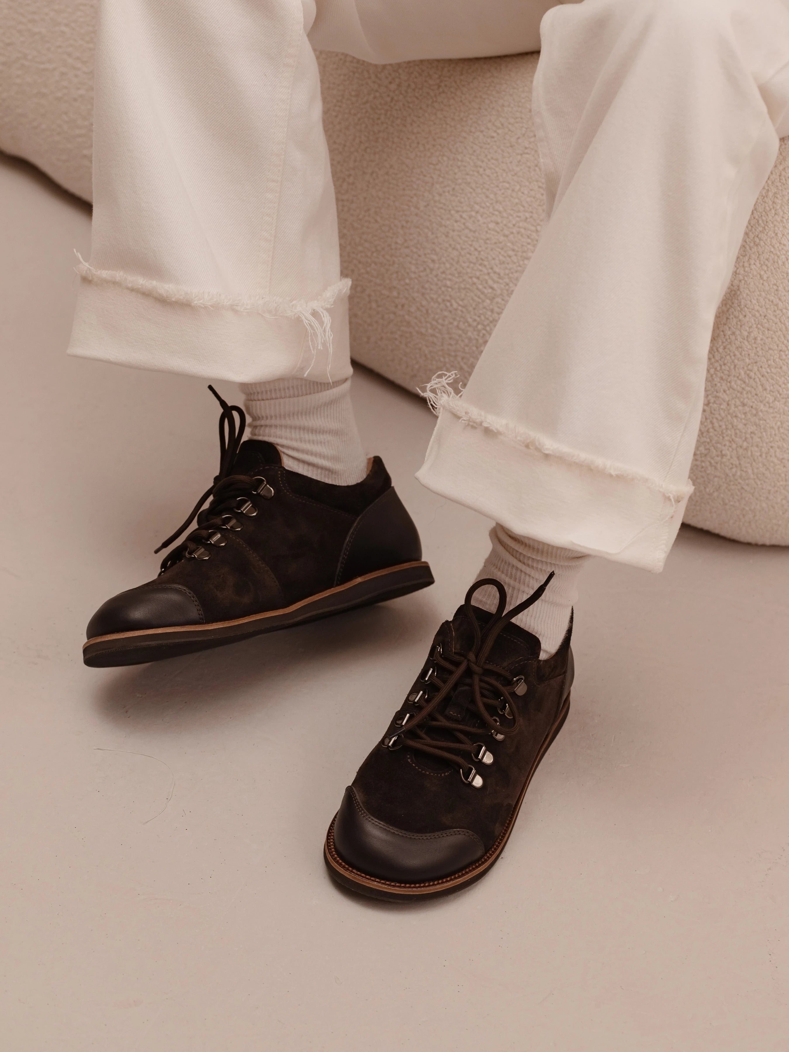 TIA туфлі анатомічної форми шоколадні замшеві та шкіряні