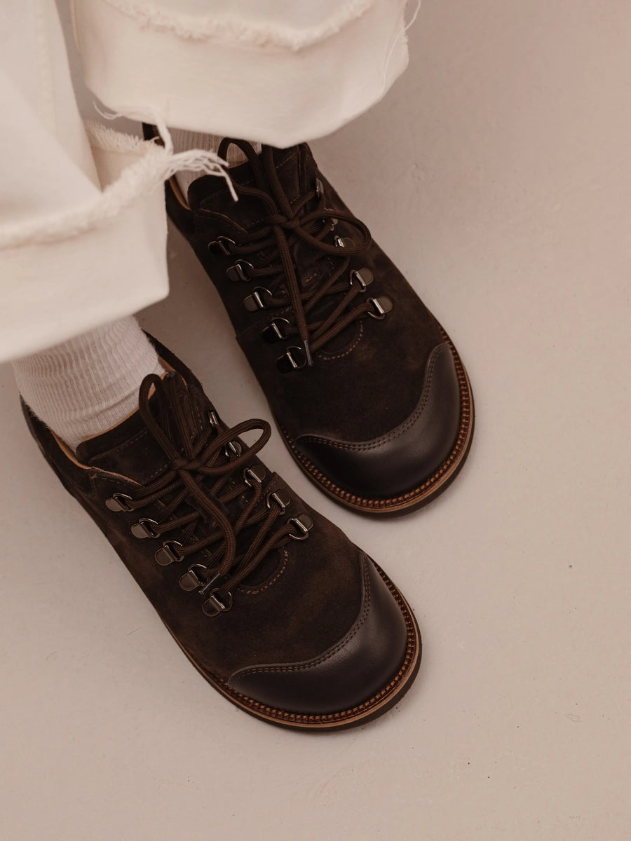 TIA туфлі анатомічної форми шоколадні замшеві та шкіряні