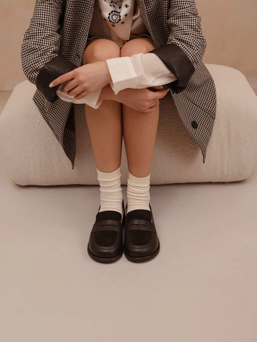 LULU лофери з м'якою п'ятою коричневі шкіряні та замшеві