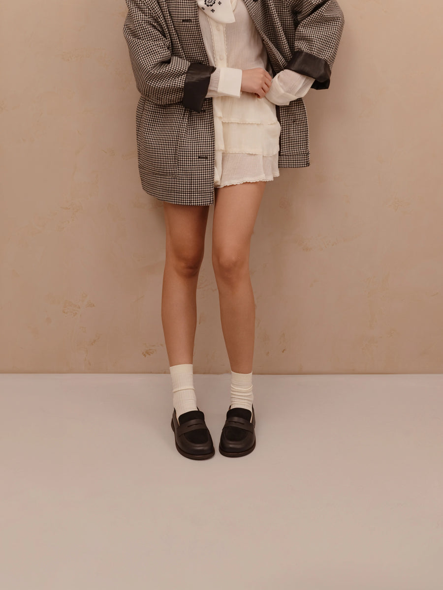 LULU лофери з м'якою п'ятою коричневі шкіряні та замшеві