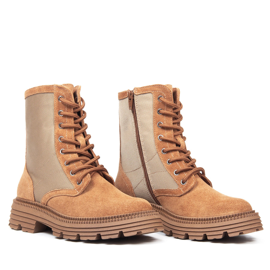 LUCY черевики руді замшеві з текстилем на байці