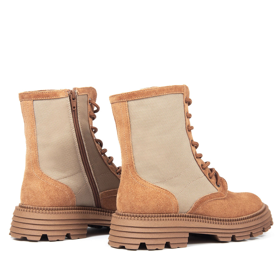 LUCY черевики руді замшеві з текстилем на байці