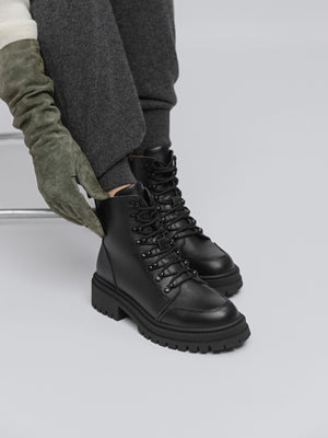 RAIN черевики чорні шкіряні на байці