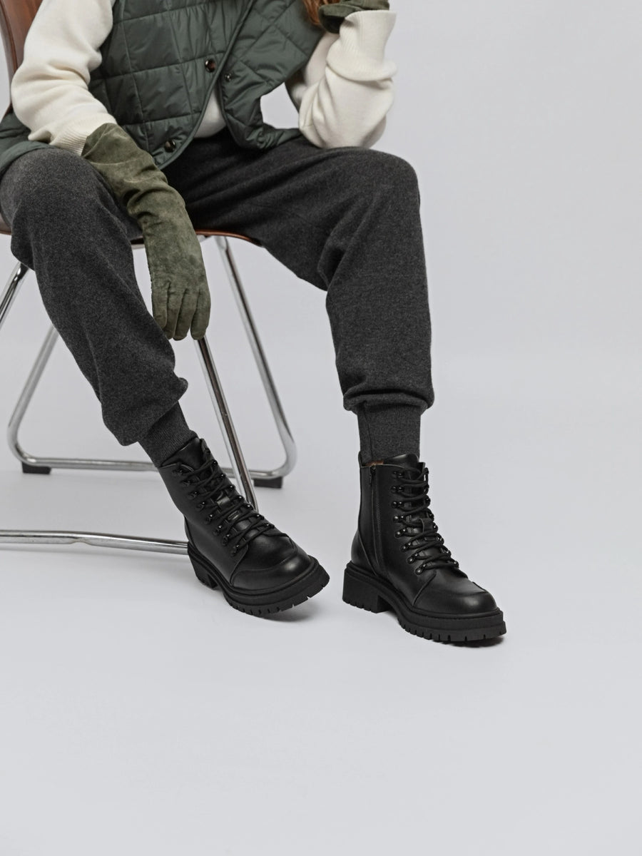 RAIN черевики чорні шкіряні на байці