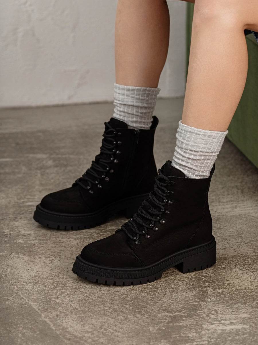 RAIN черевики чорні нубукові на байці