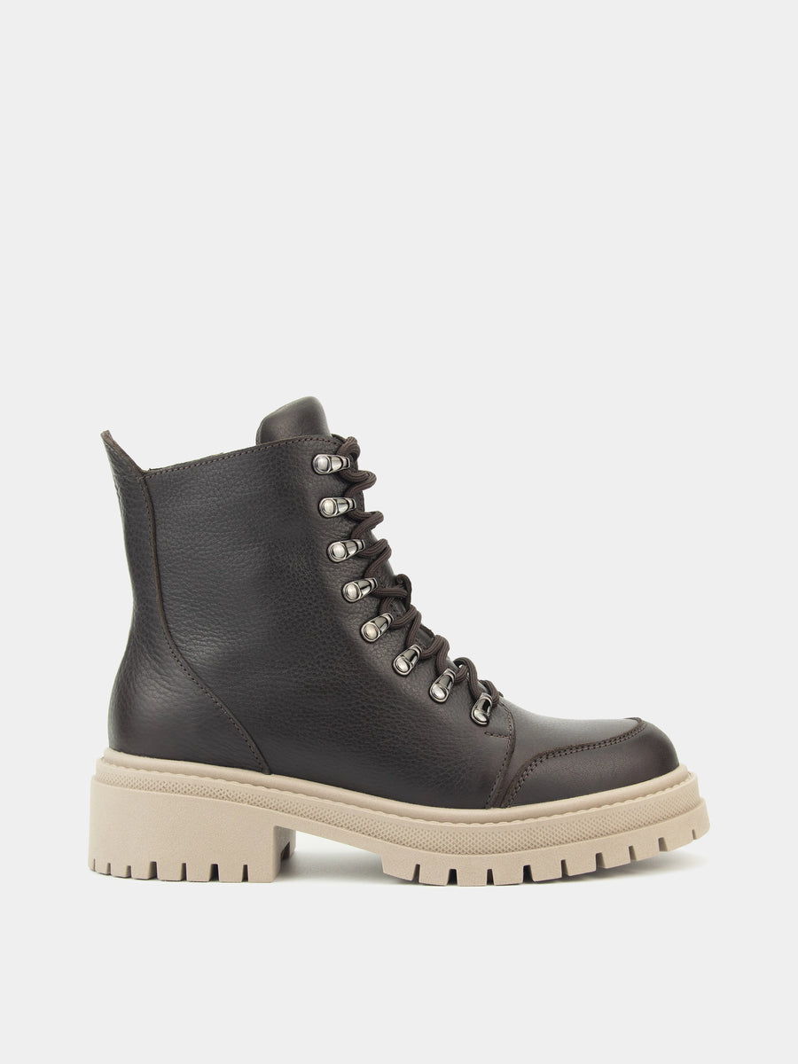 RAIN черевики шоколадні шкіряні на байці