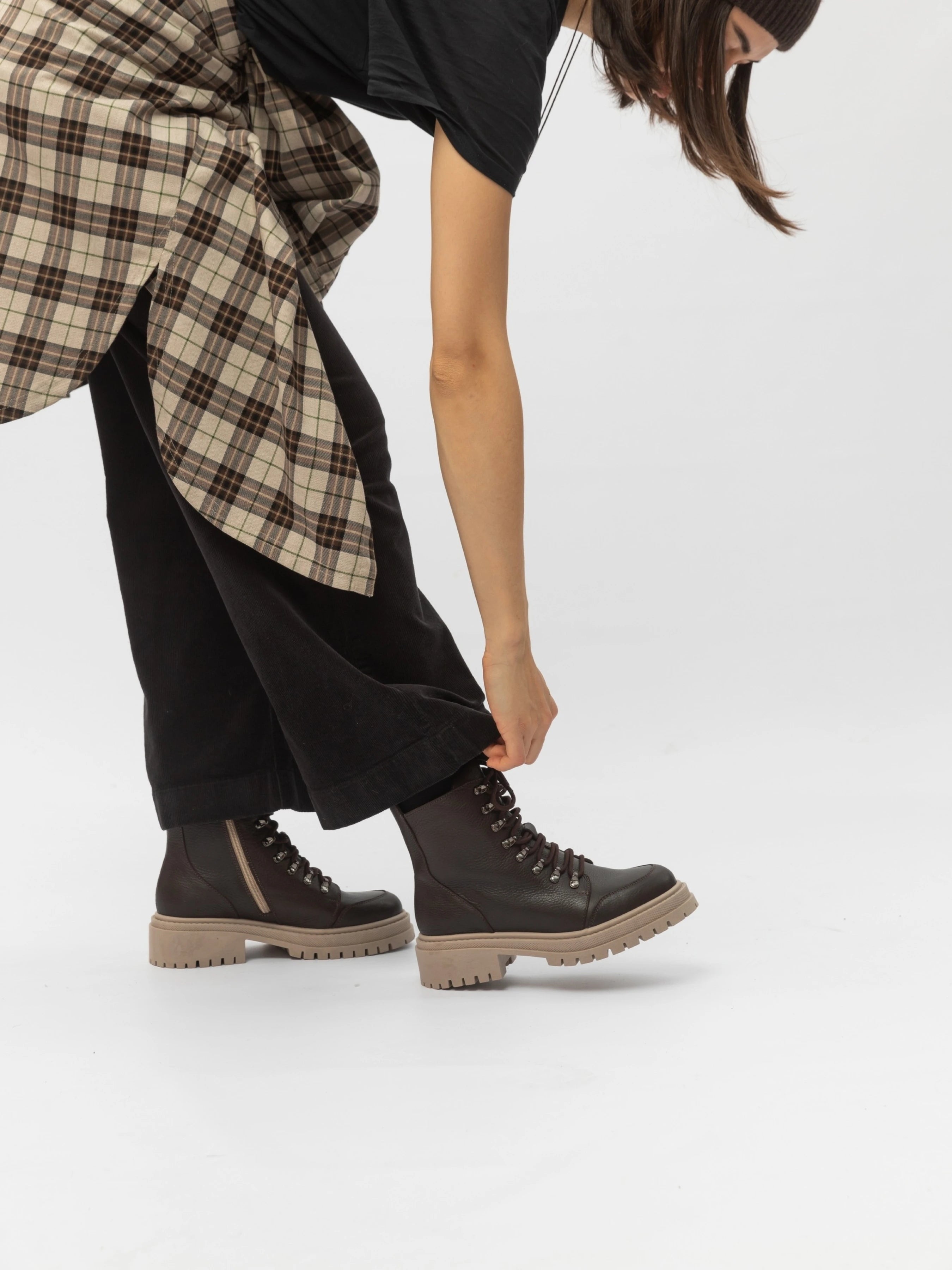 RAIN черевики шоколадні шкіряні на байці