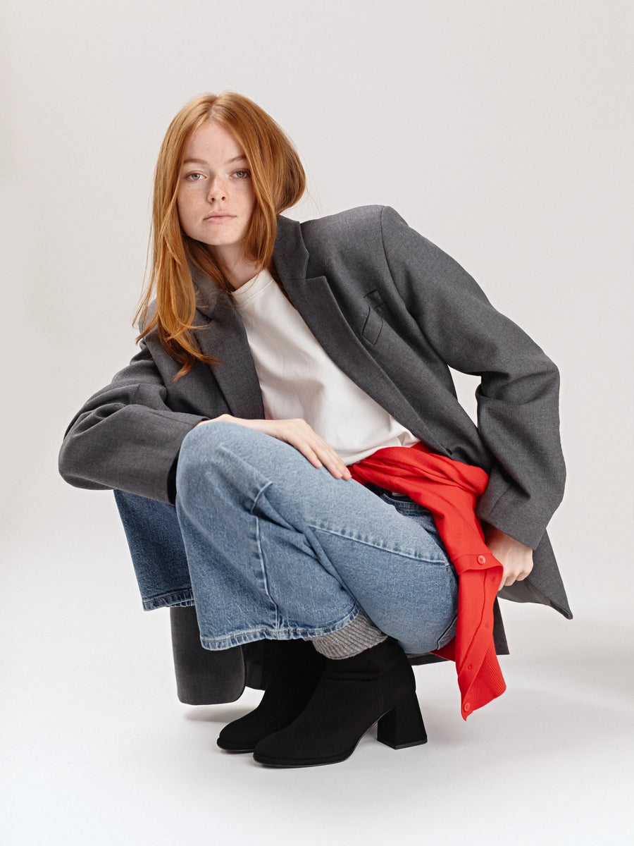 LIVIA ботильйони на підборах 5 см чорні замшеві на байці