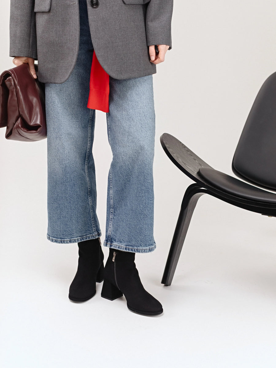 LIVIA ботильйони на підборах 5 см чорні замшеві на байці