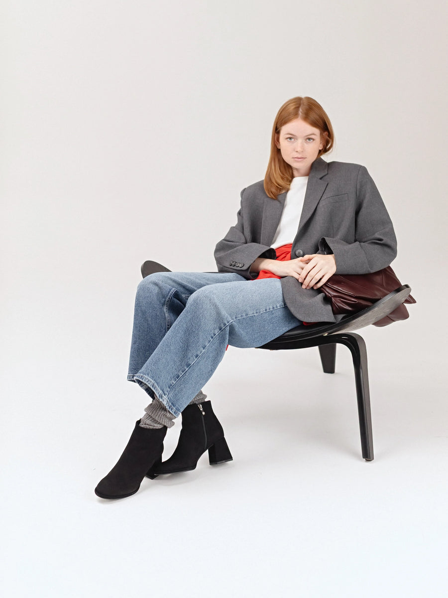 LIVIA ботильйони на підборах 5 см чорні замшеві на байці