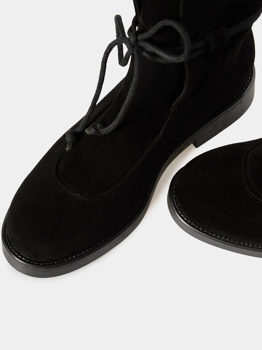 ROMA черевики на шнурівці чорні замшеві на байці