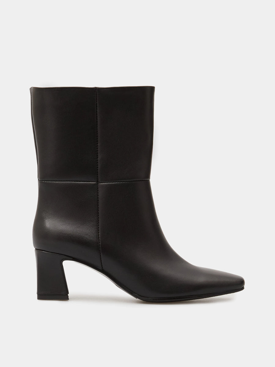 CARA ботильйони на підборах 5 см чорні шкіряні на байці