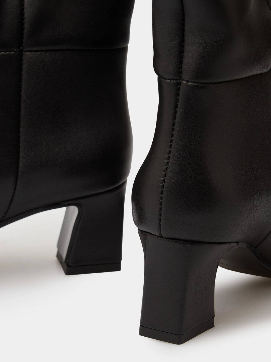 CARA ботильйони на підборах 5 см чорні шкіряні на байці