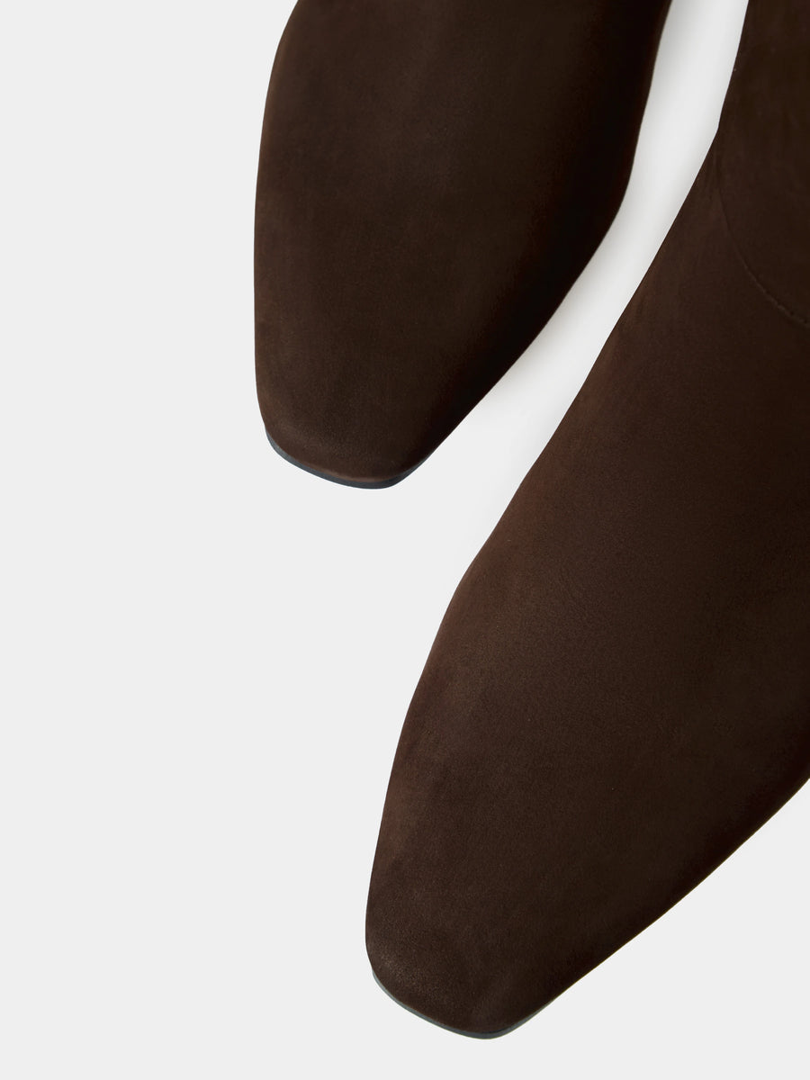 CARA ботильйони на підборах 5 см шоколадні нубукові на байці