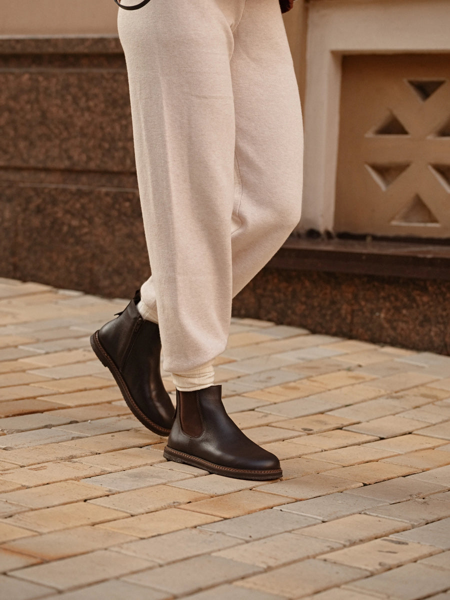 SEMPE черевики челсі анатомічної форми коричневі шкіряні на байці