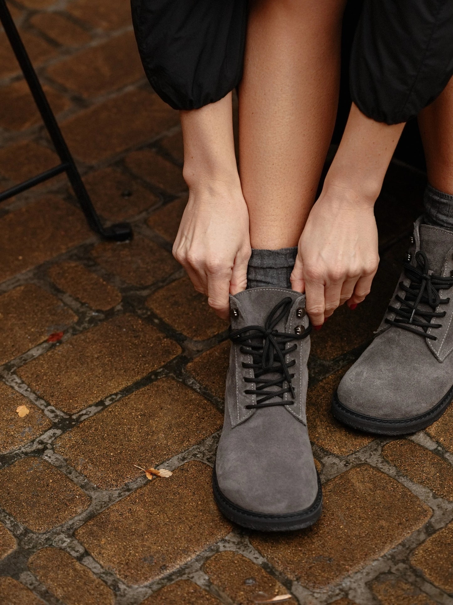 GRACE черевики анатомічної форми сірі замшеві на байці