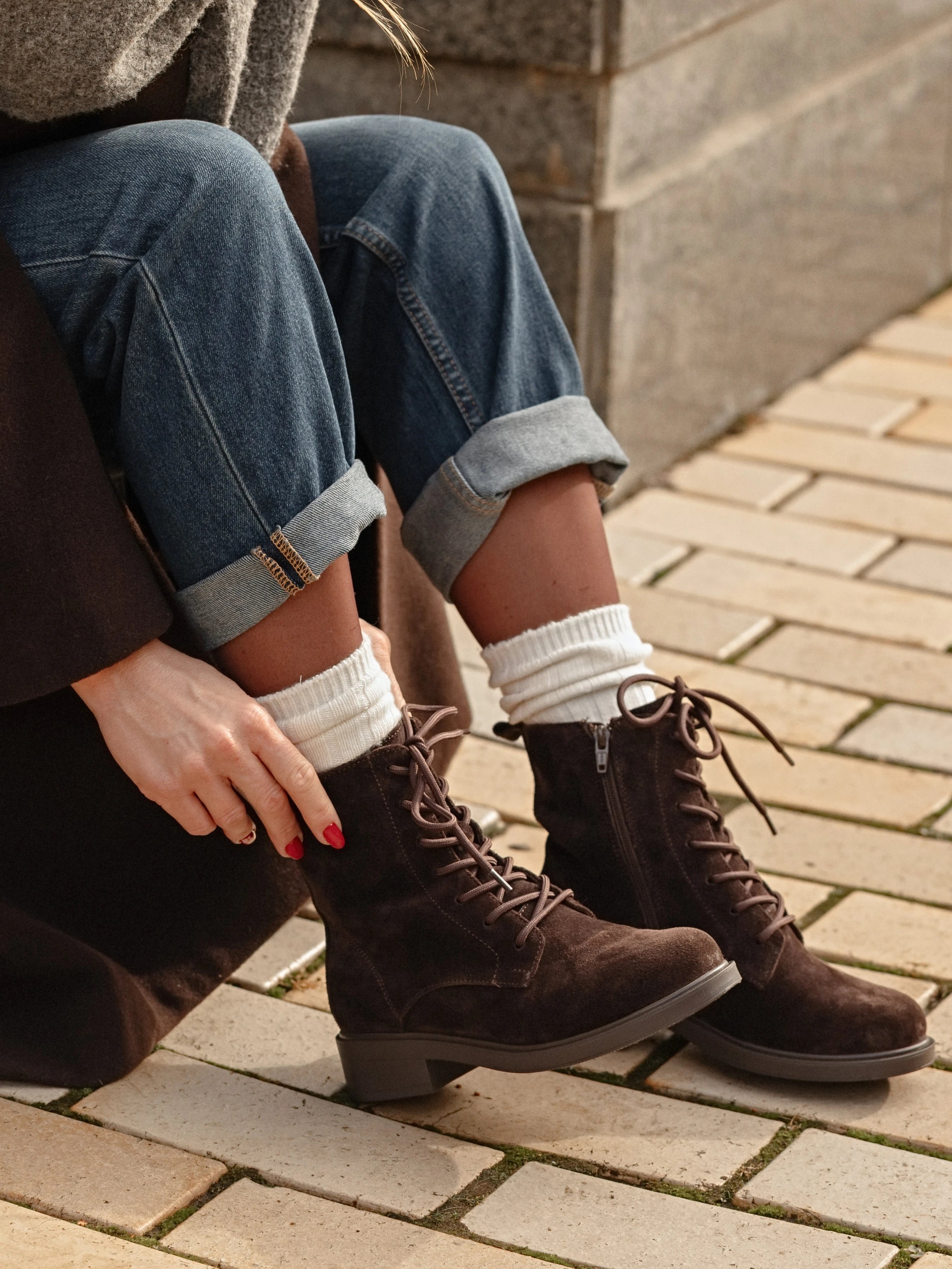 KIRA черевики шоколадні замшеві на байці