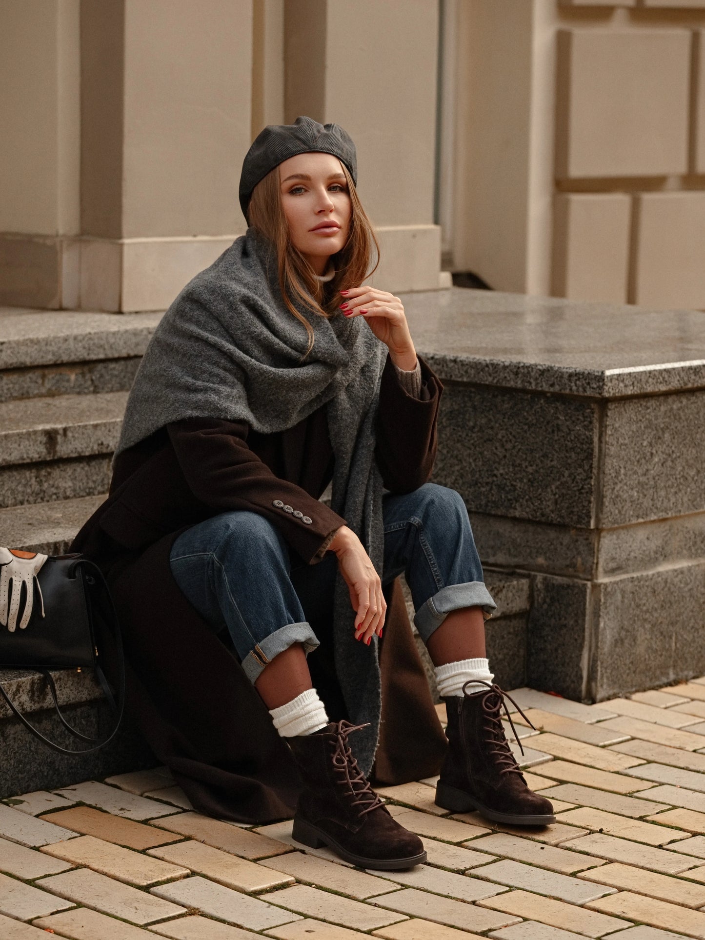 KIRA черевики шоколадні замшеві на байці