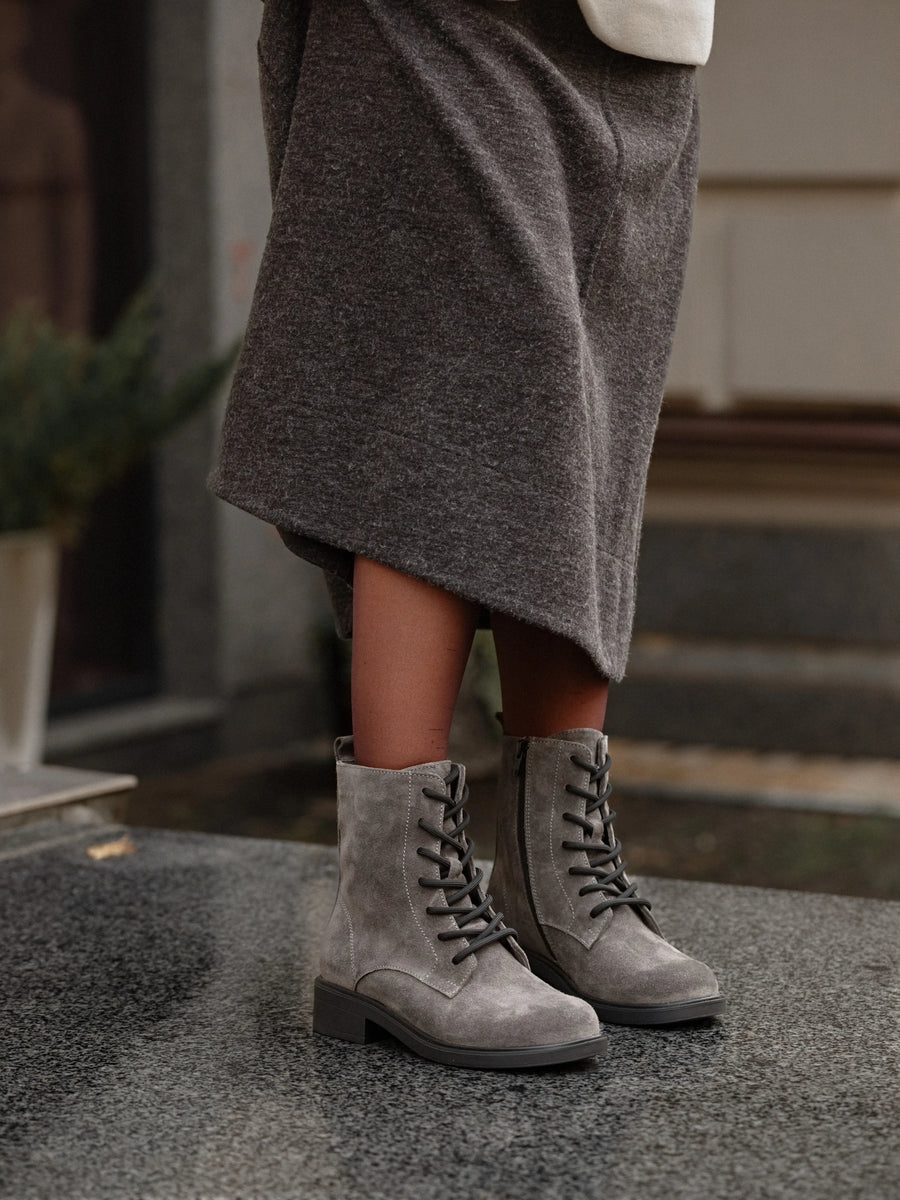 KIRA черевики сірі замшеві на байці
