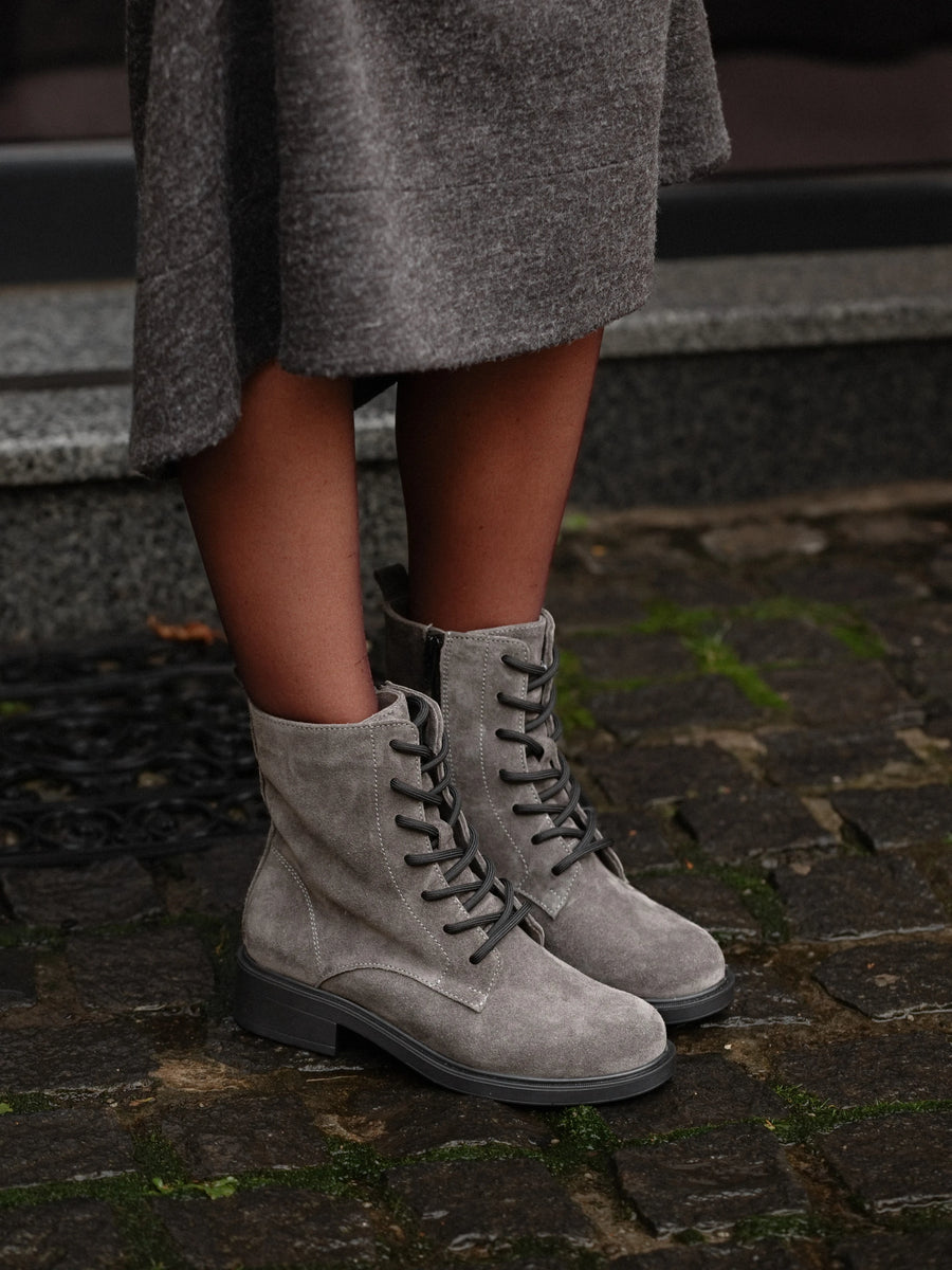 KIRA черевики сірі замшеві на байці