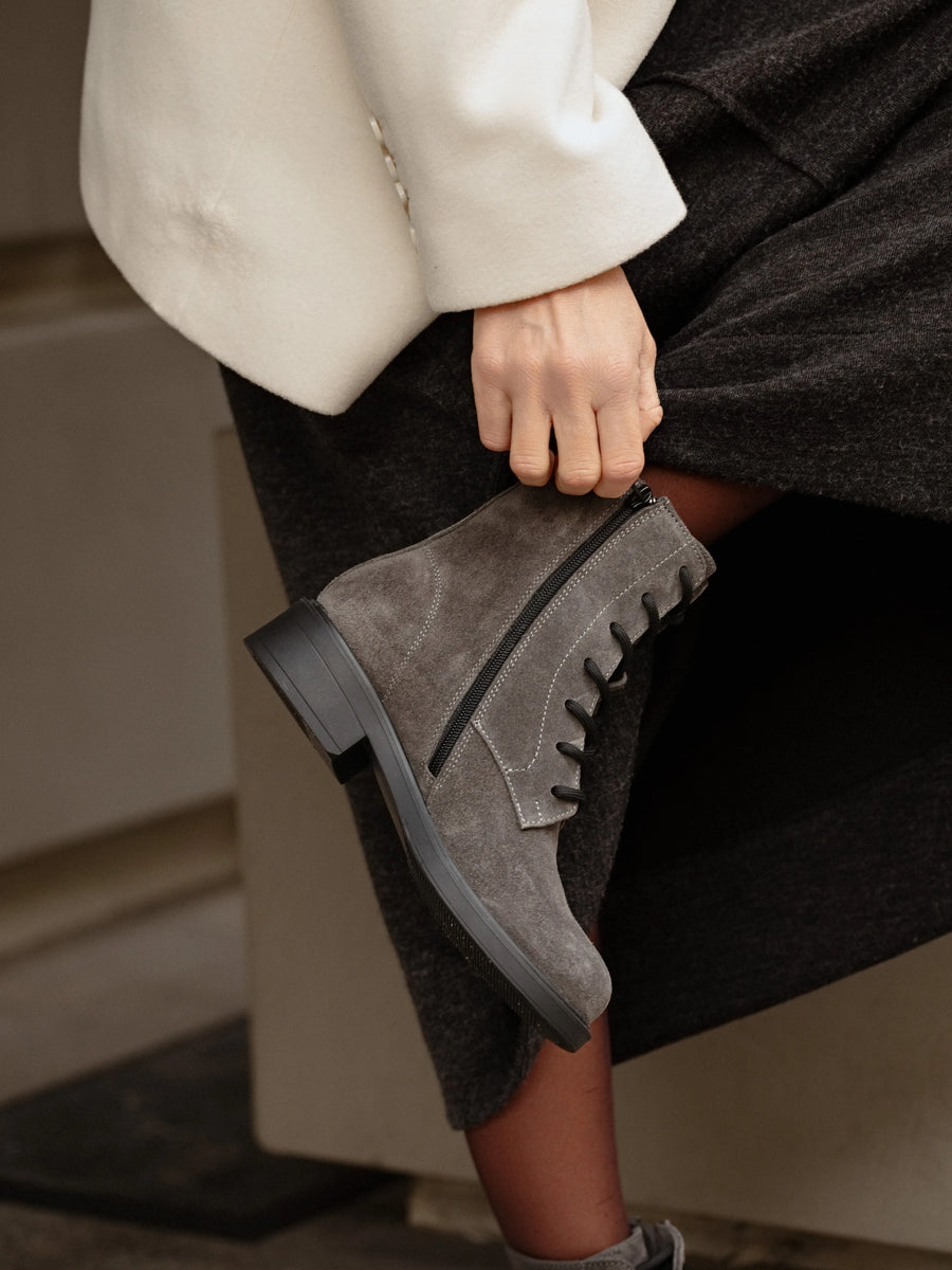 KIRA черевики сірі замшеві на байці