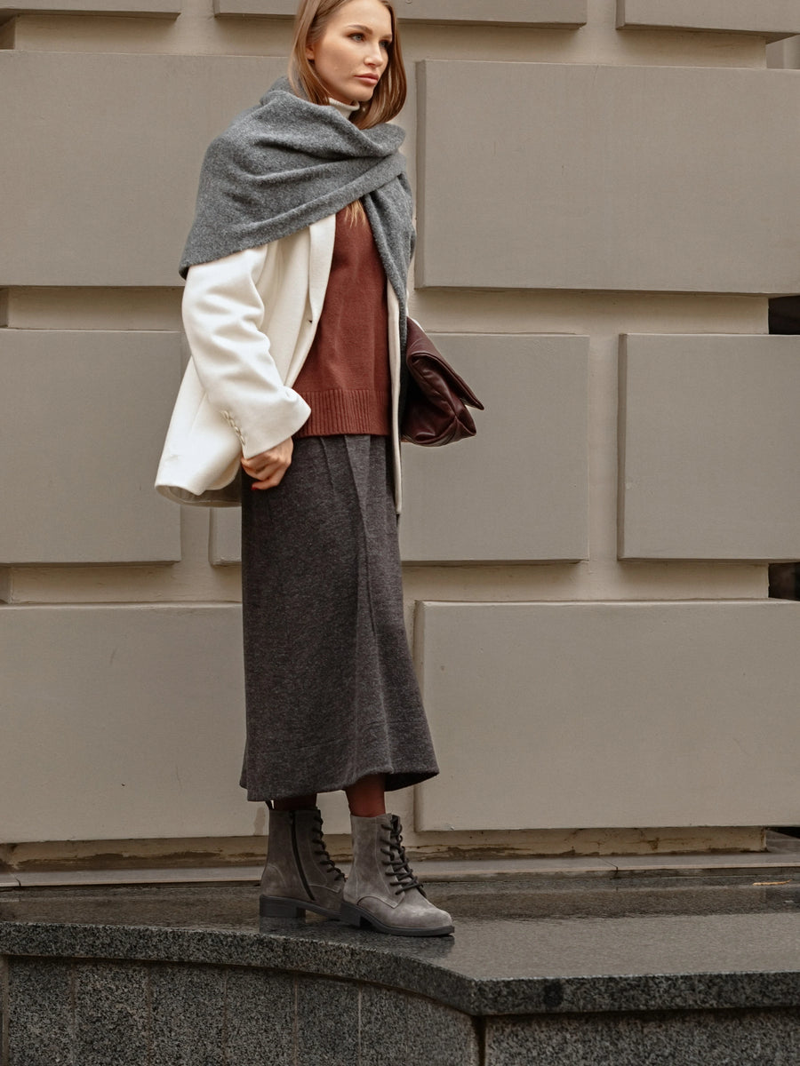 KIRA черевики сірі замшеві на байці