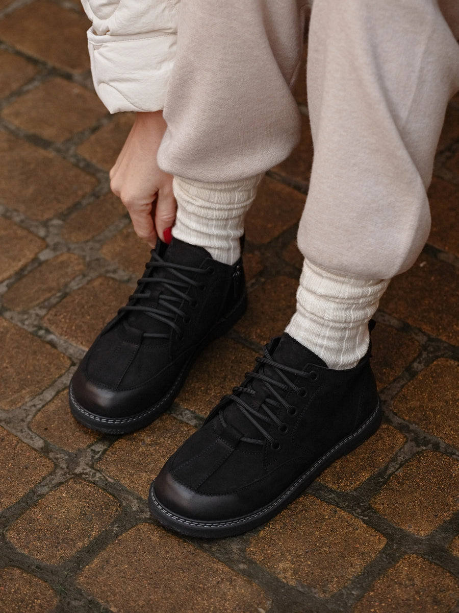 REY напівчеревики анатомічної форми чорні нубукові на байці