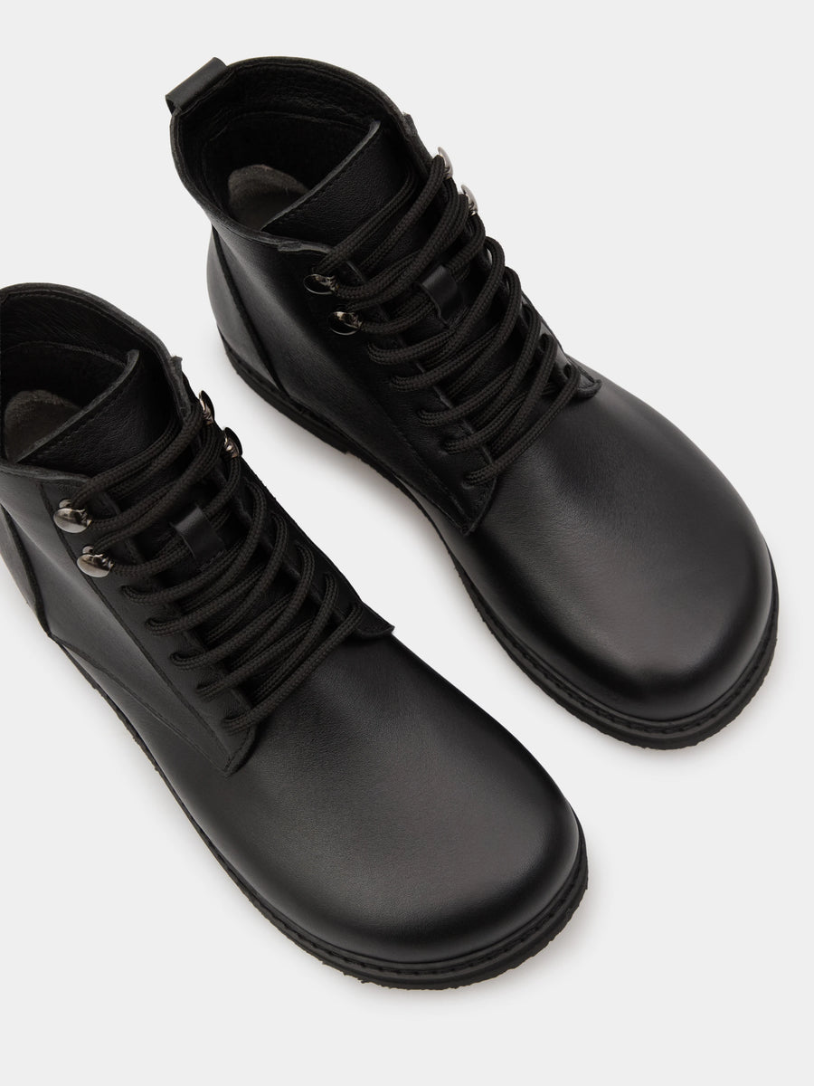 GRACE черевики анатомічної форми чорні шкіряні на байці