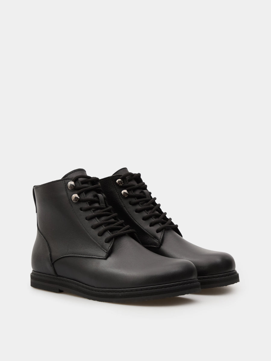 GRACE черевики анатомічної форми чорні шкіряні на байці