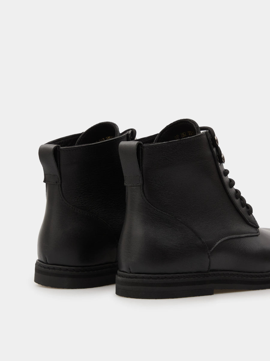 GRACE черевики анатомічної форми чорні шкіряні на байці