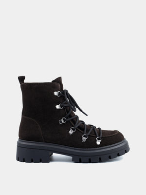 ADELE черевики темно-коричневі замшеві на хутрі