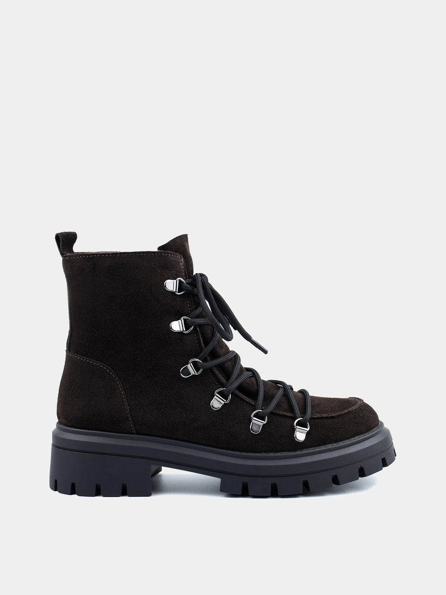 ADELE черевики темно-коричневі замшеві на хутрі