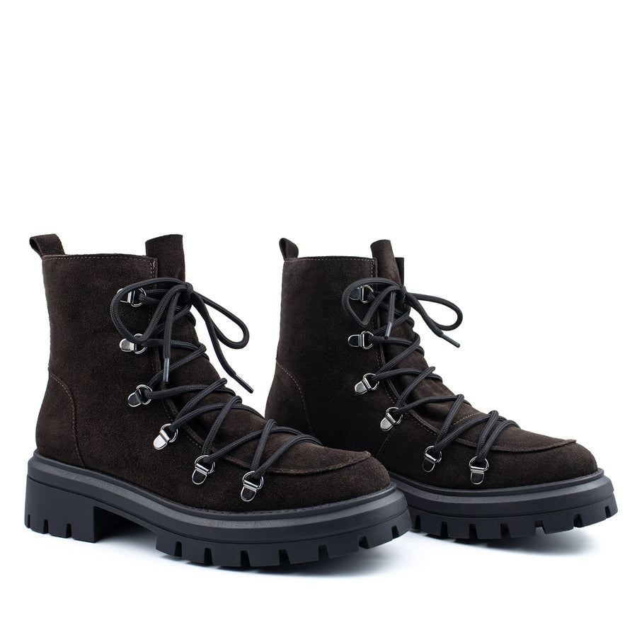 ADELE черевики темно-коричневі замшеві на хутрі