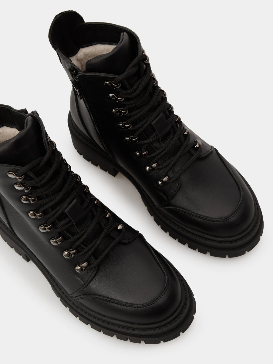 RAIN черевики чорні шкіряні на вовні