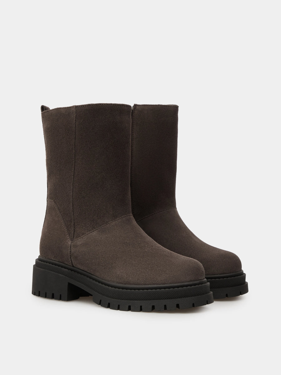 ALICIA черевики сіро-коричневі замшеві на вовні